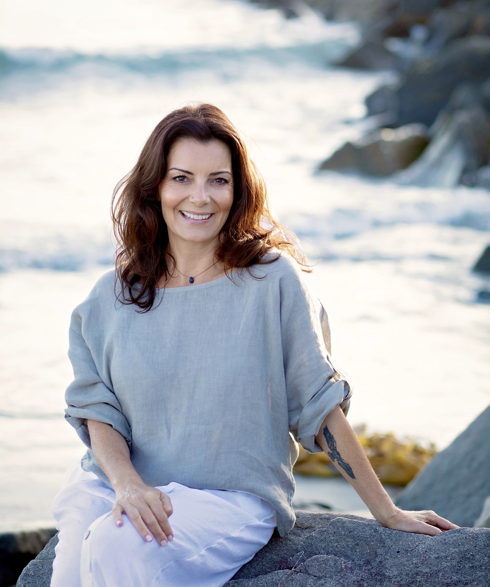 Nathalie Magnus, holistic psychotherapist, on the California coast